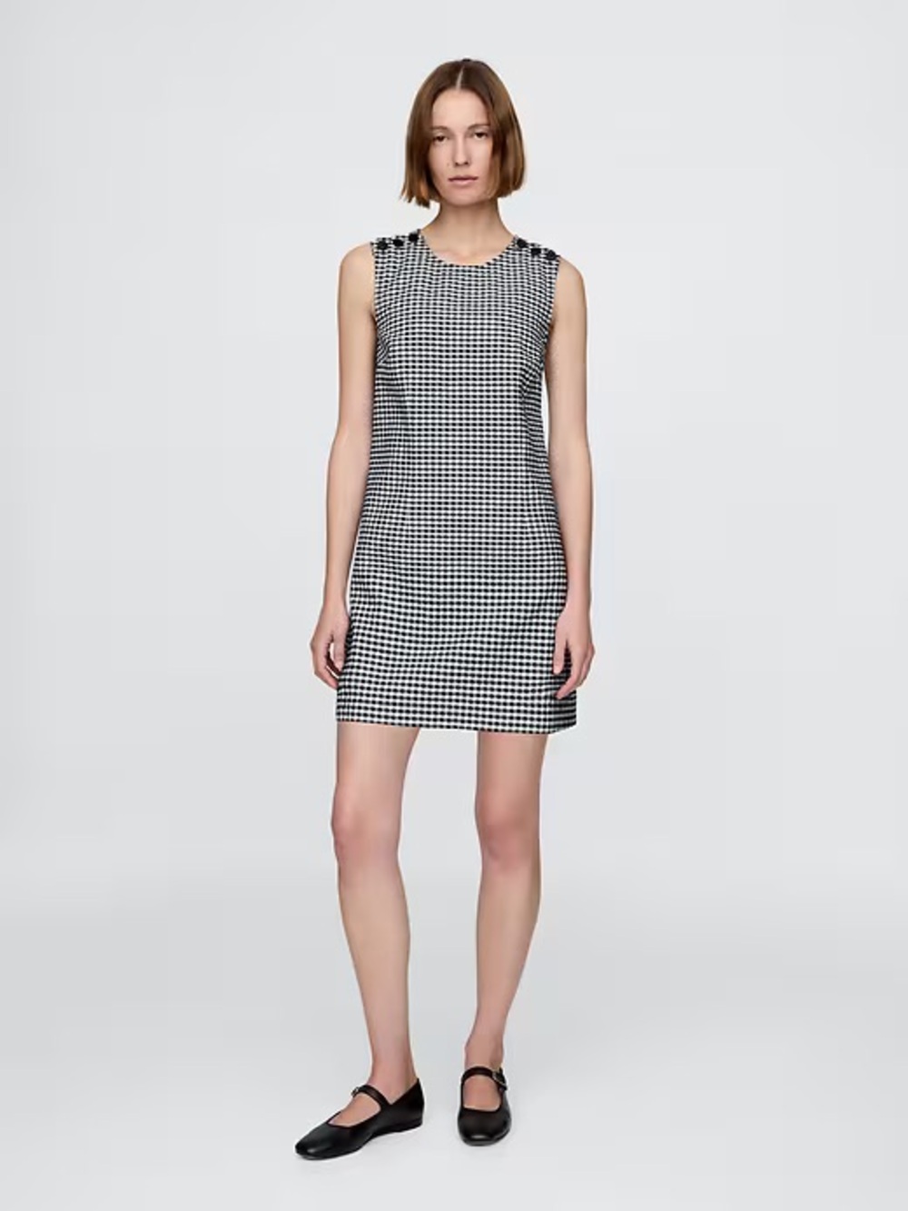 Doen Black & White Gingham Shift Dress